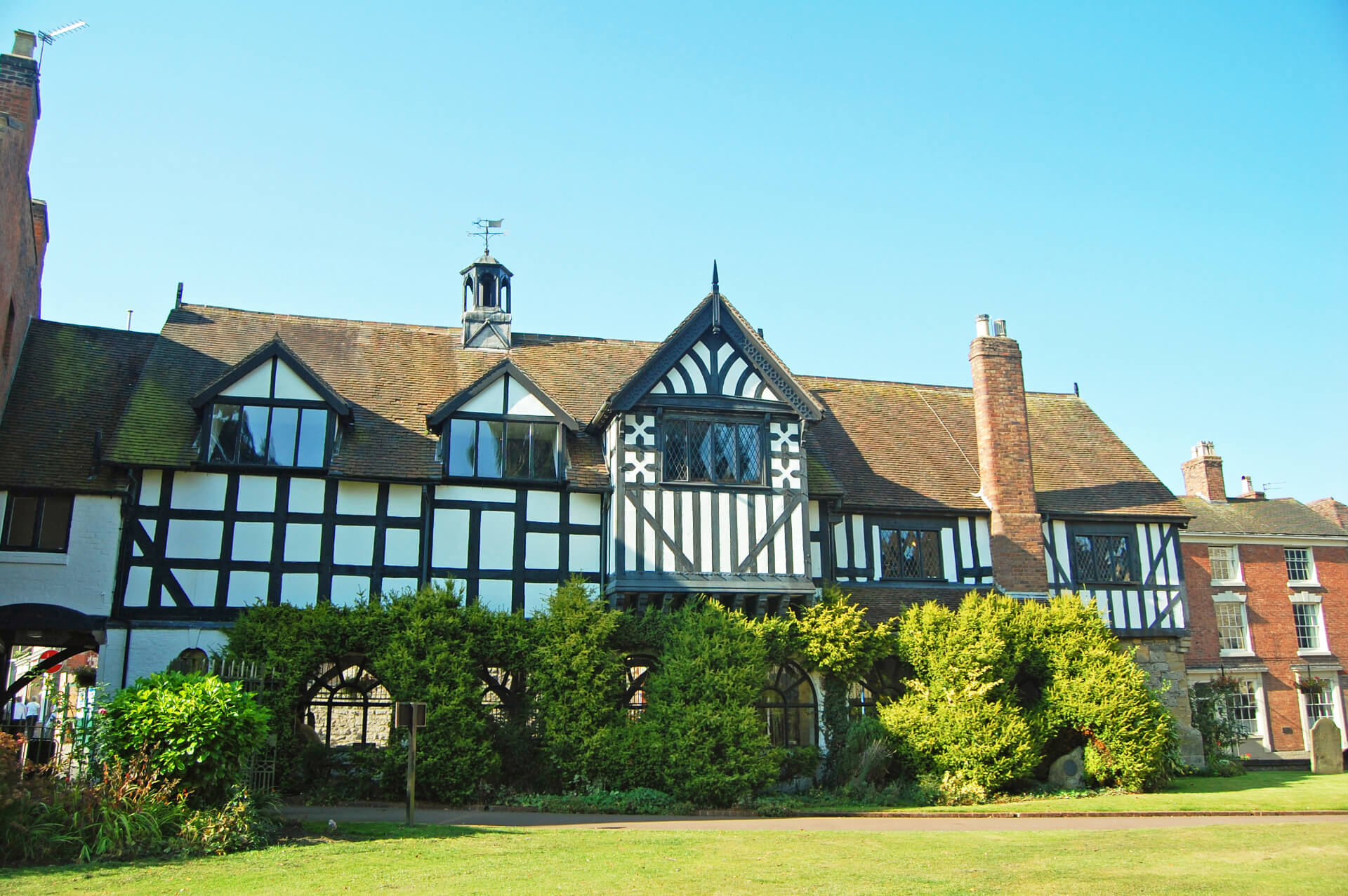 black and white historic building in Shropshire, UK